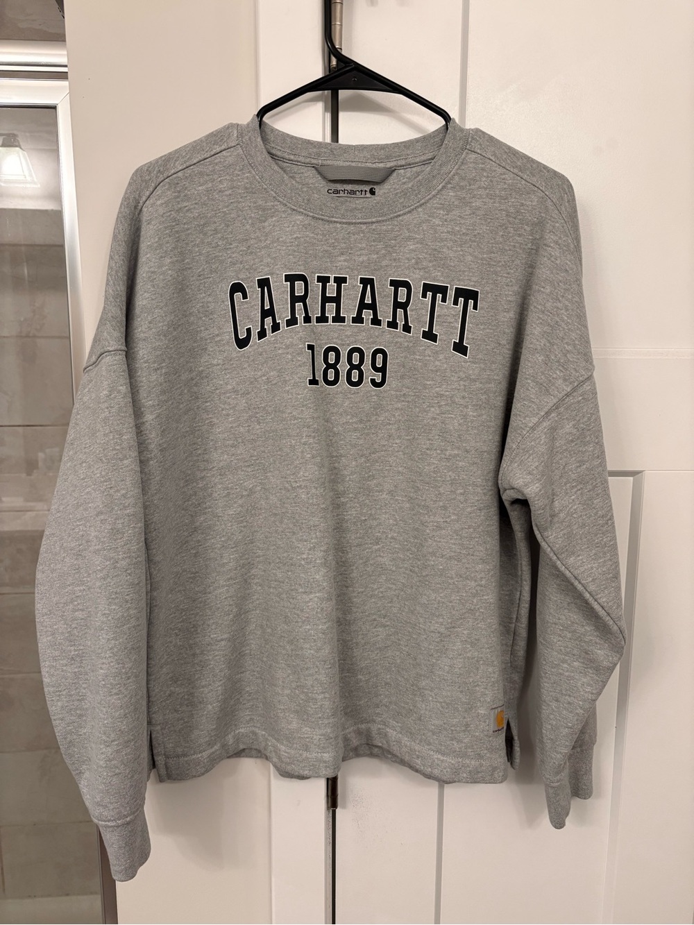 Carhartt Light Grey Sweatshirt with Gold Logo Patch